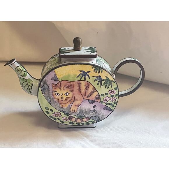 Vintage 1999 Kelvin Chen Copper Miniature Cat Teapot No. 55 - Collectible - Picture 2 of 16